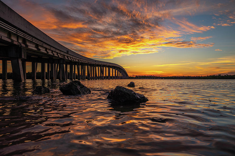 Goodland Bridge Sunset 2021 2 Photograph by Joey Waves