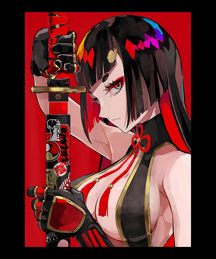 Goodness Cunning Anime Girl Samurai Waifu Japanese Aesthetic Otaku Kawaii Retro Digital Art By 4788