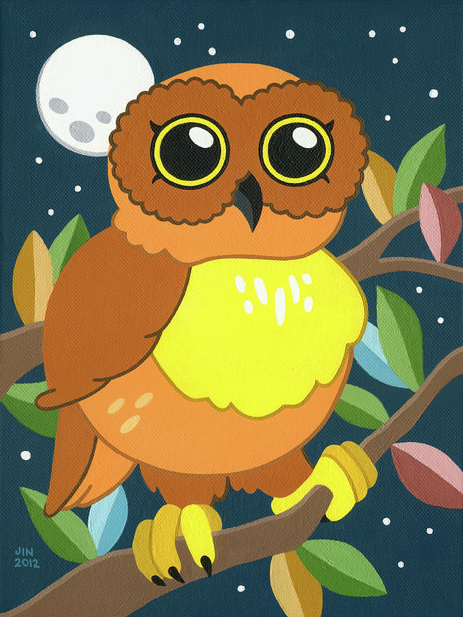 Goodnight Owl Painting by Jin Wicked