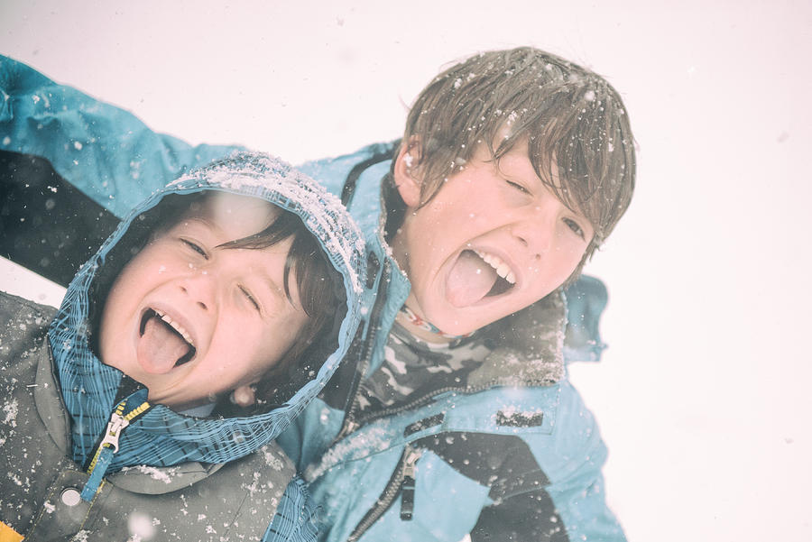 Goofy kids being silly and funny making faces durning storm Photograph by AshleyWiley