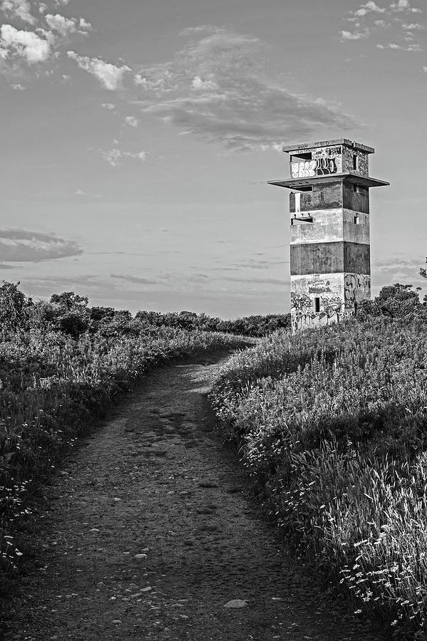 Gooseberry Island Tower Westport MA Black and White Photograph by Toby McGuire