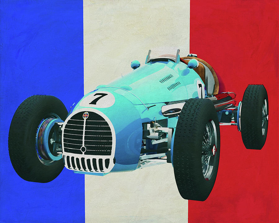 Gordini T16 Grand Prix 1952 with French flag Painting by Jan Keteleer