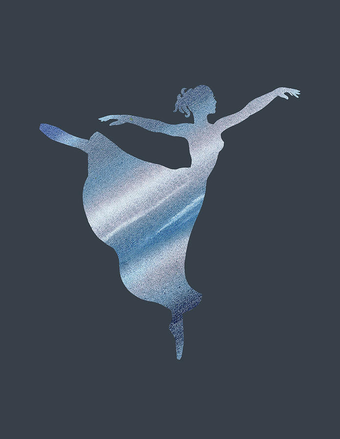 Gorgeous Blue Marble Watercolor Ballerina Silhouette Painting