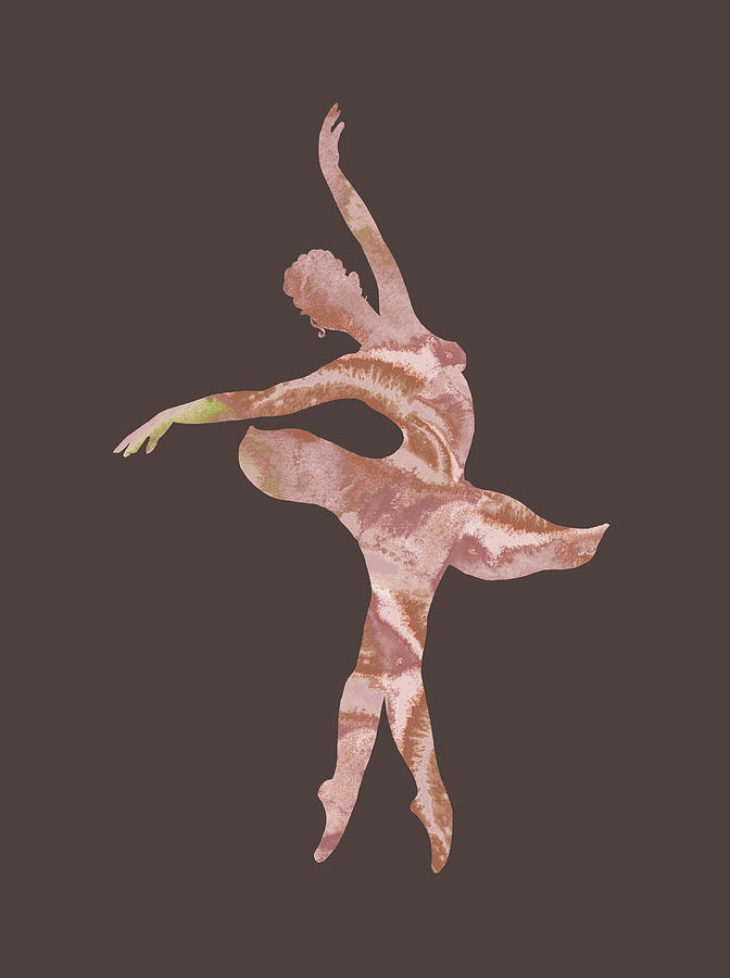 Gorgeous Dancing Ballerina Silhouette Watercolor Ballet In Soft Vintage ...