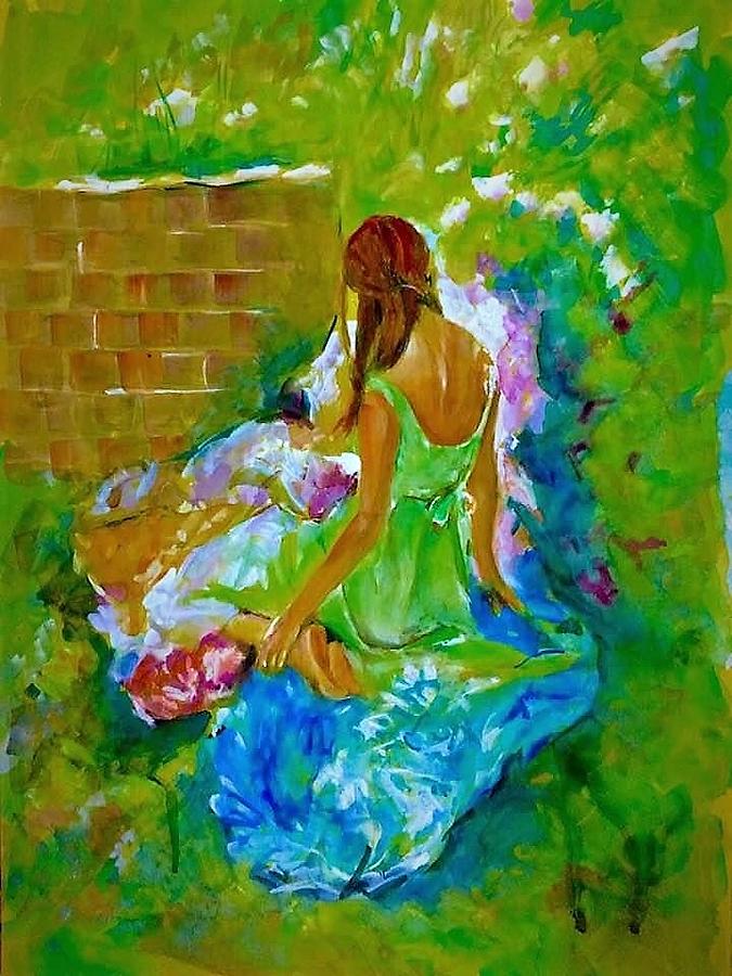 Gorgeous in green Painting by Khalid Saeed