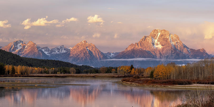 Gorgeous Morning at Oxbow Bend - pano Photograph by Belinda Greb