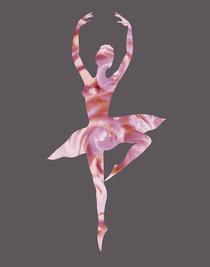 Gorgeous Move Of Pale Cool Pink Ballerina Silhouette Watercolor  Painting by Irina Sztukowski