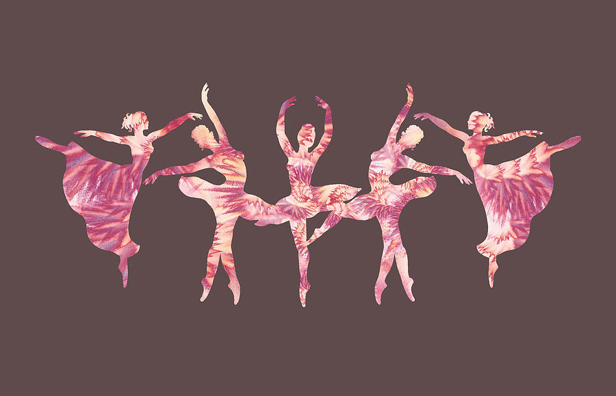 Gorgeous Move Of Soft Pale Pink Watercolor Ballerinas Silhouette  Painting by Irina Sztukowski