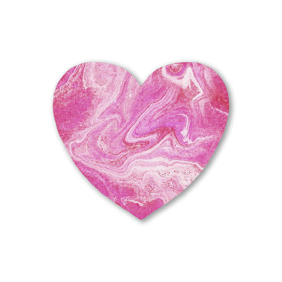 Gorgeous Pink Marble Heart Watercolor Art  Painting by Irina Sztukowski