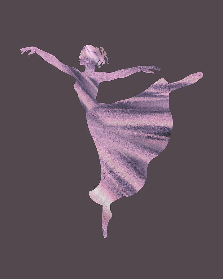 Gorgeous Purple Glow Watercolor Ballerina Silhouette Painting