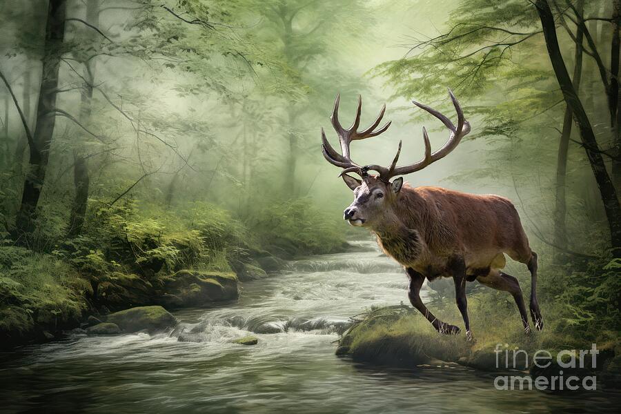 Gorgeous Red Deer Running Photograph by Eva Lechner