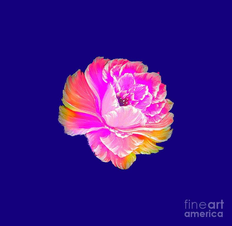 Rose Painting - Gorgeous rose fantasy pink on navy by Angela Whitehouse