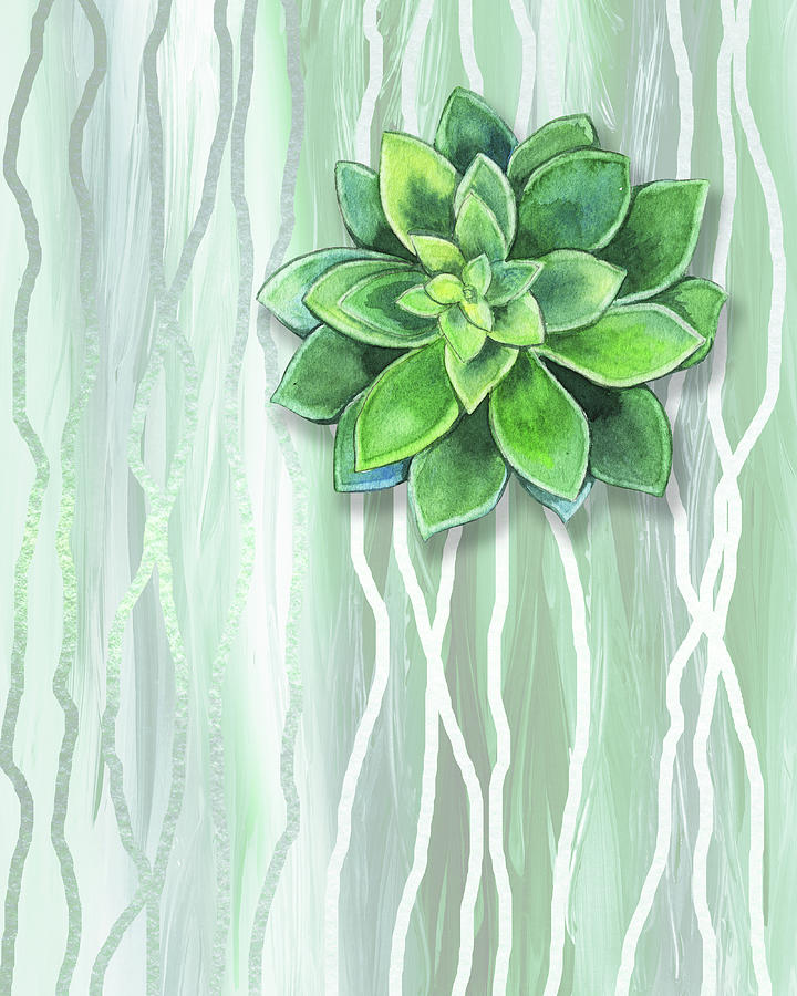 Gorgeous Watercolor Succulent Plant Art Green And Fresh  Painting by Irina Sztukowski