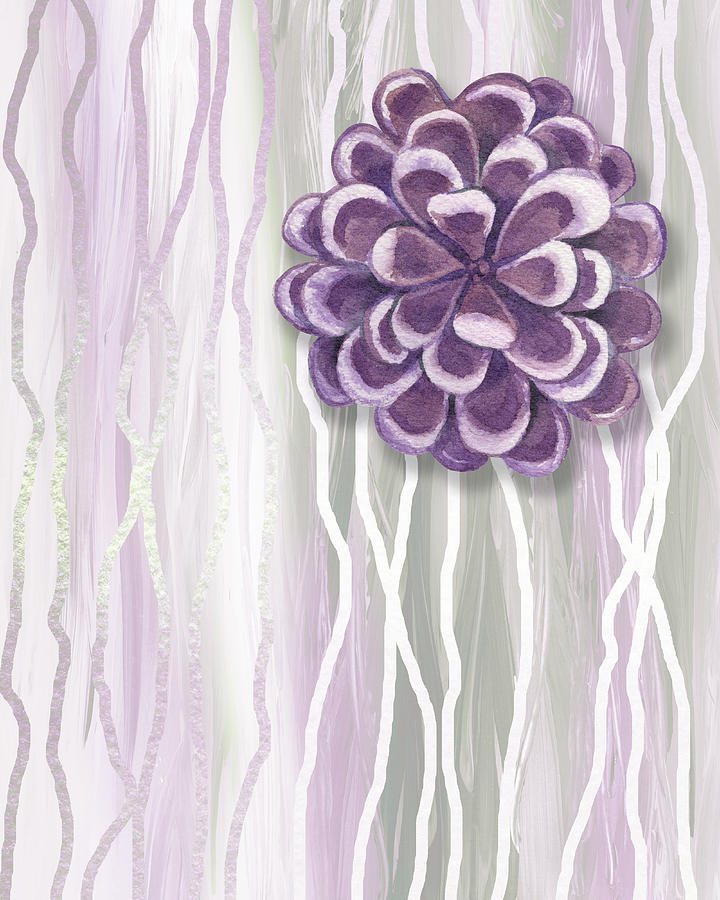 Gorgeous Watercolor Succulent Plant Art Purple Velvet Painting by Irina Sztukowski