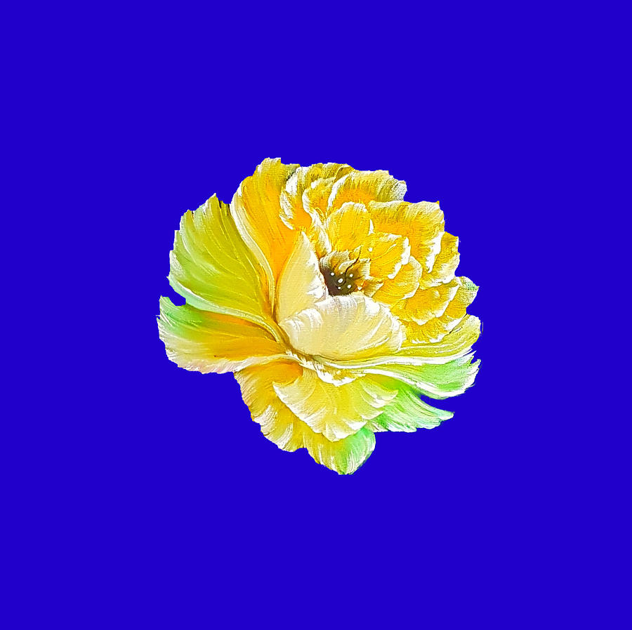 Gorgeous Yellow Rose On Royal Blue Painting