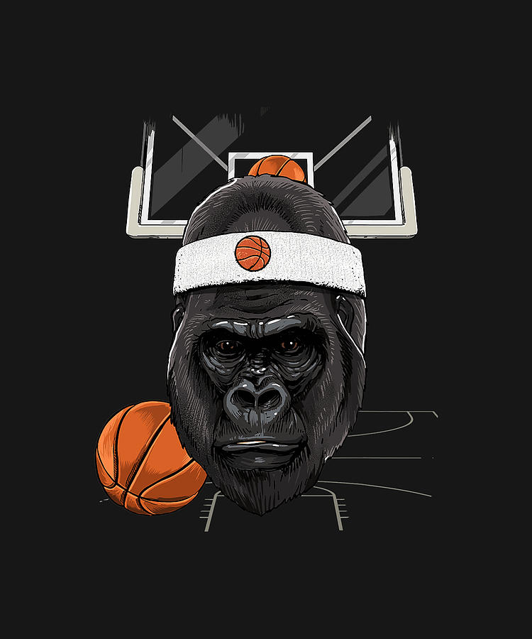 Gorilla Basketball Gorilla Lovers Basketball Player Drawing by DHBubble ...