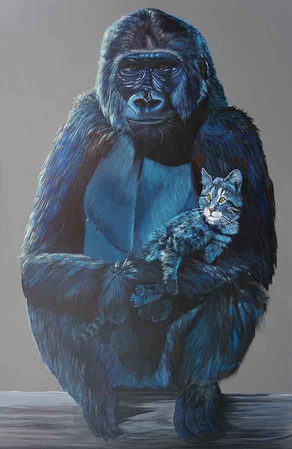 Gorilla Cuddles Painting by Elissa Ewald