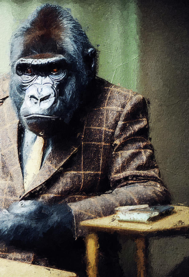 Gorilla in tweed Digital Art by Geir Rosset