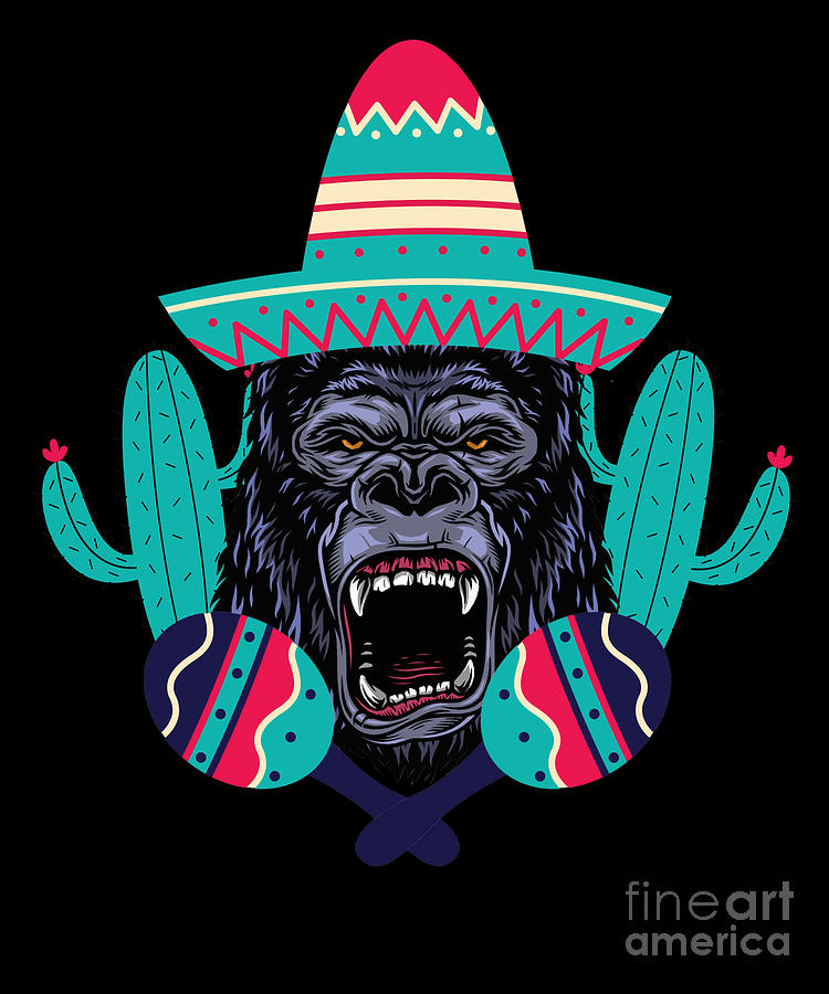 Gorilla Maracas Mexican Music Sombrero Maraca Gift Digital Art by ...