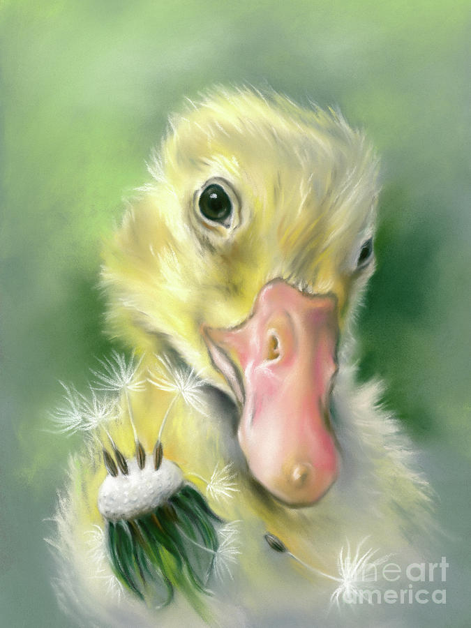 Gosling Dandelion Wishes Painting by MM Anderson