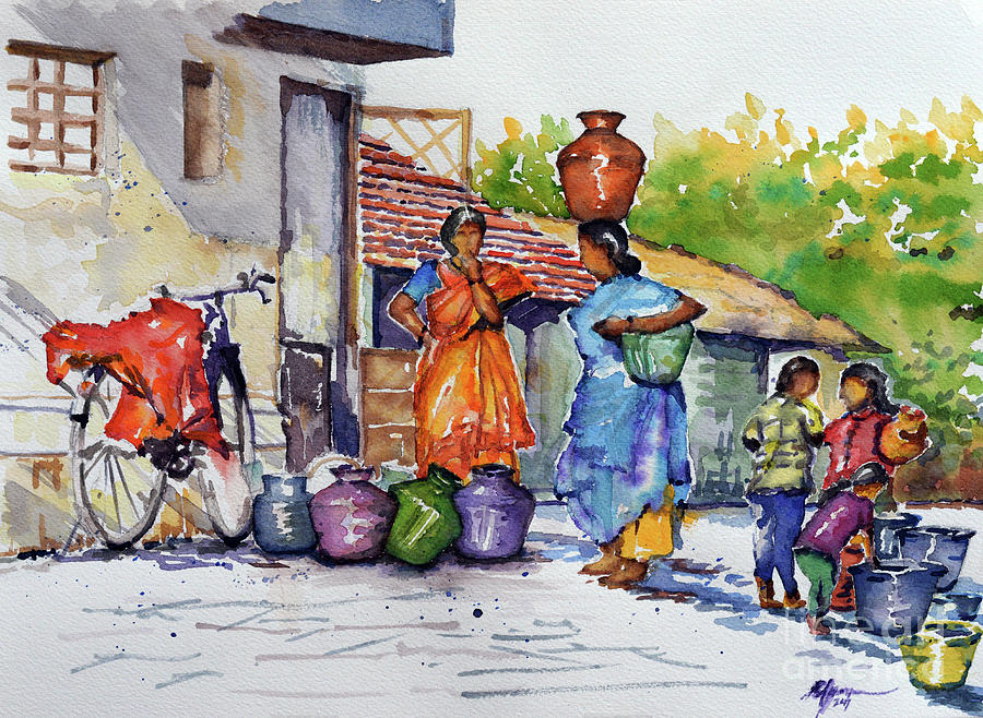 Gossip Painting by Aparna Pottabathni