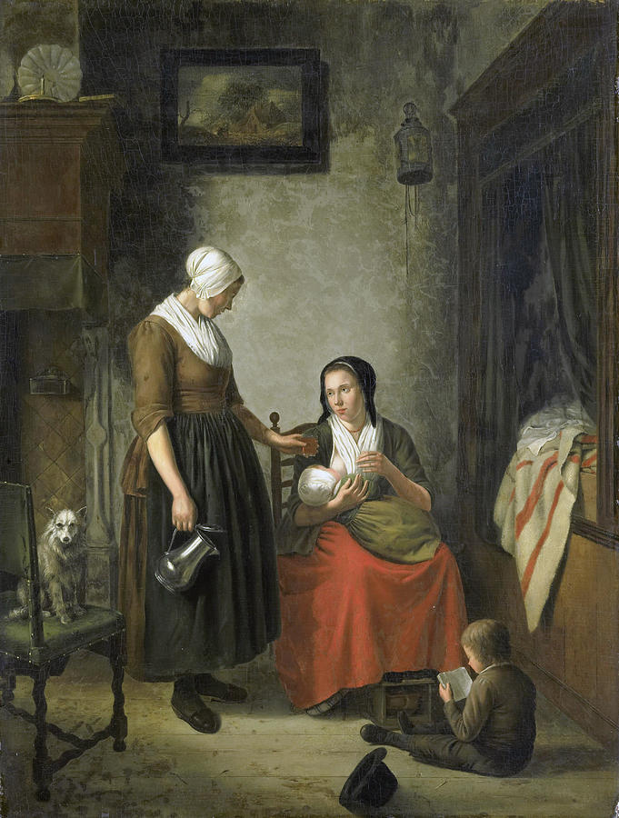 Gossiping Painting by Johannes Christiaan Janson
