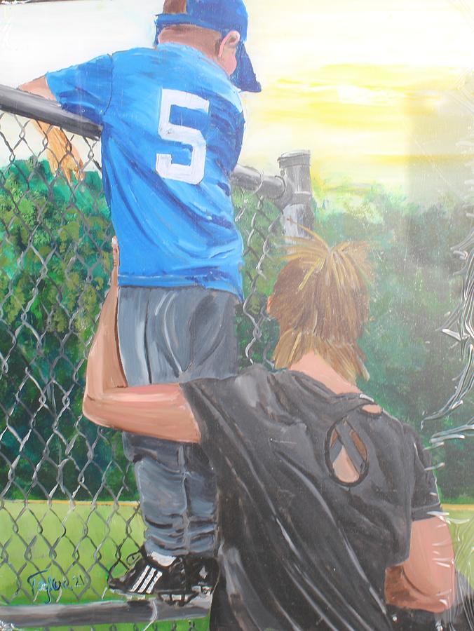Baseball Painting - Got His Back by Sally Tagliere
