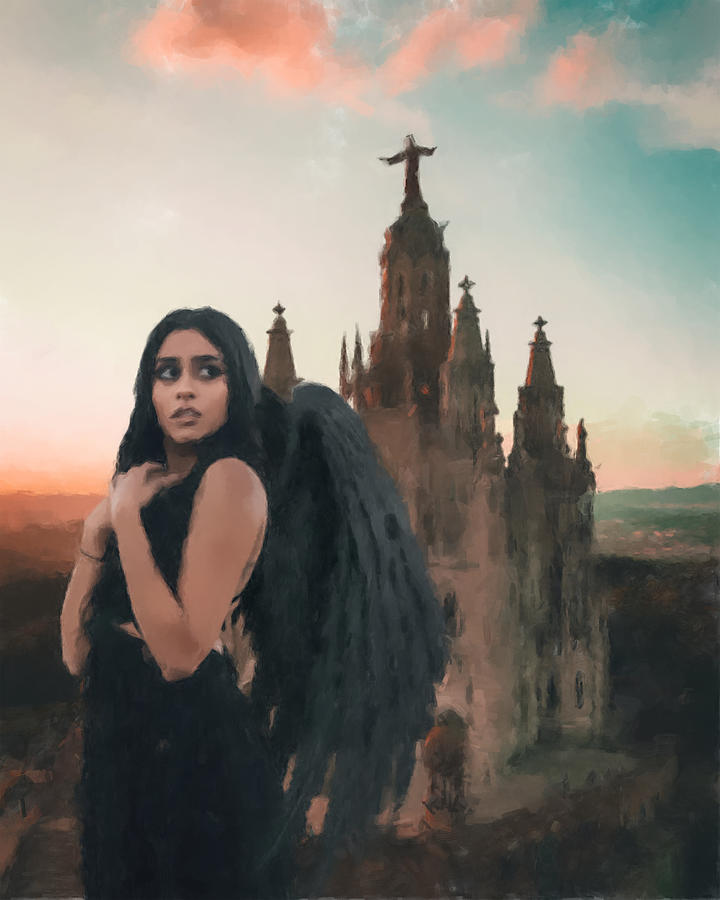 Goth angel Painting by Gary Arnold