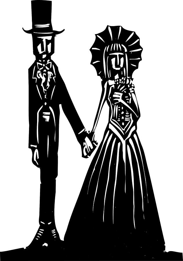 Goth Marriage Simple Drawing by Jeffrey Thompson - Pixels