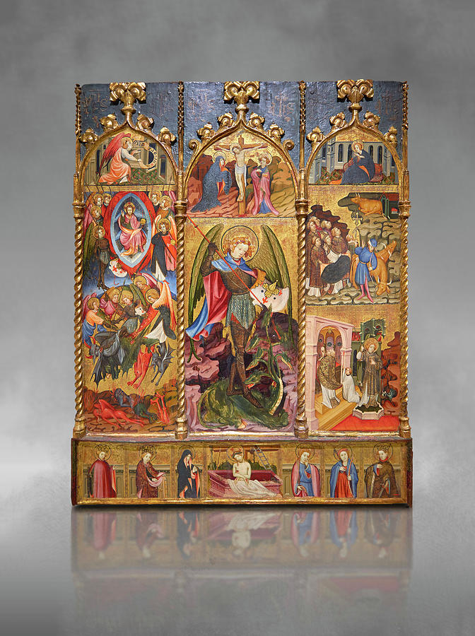 Gothic altarpiece tableau of the Archangel Gabriel Painting by Paul E ...