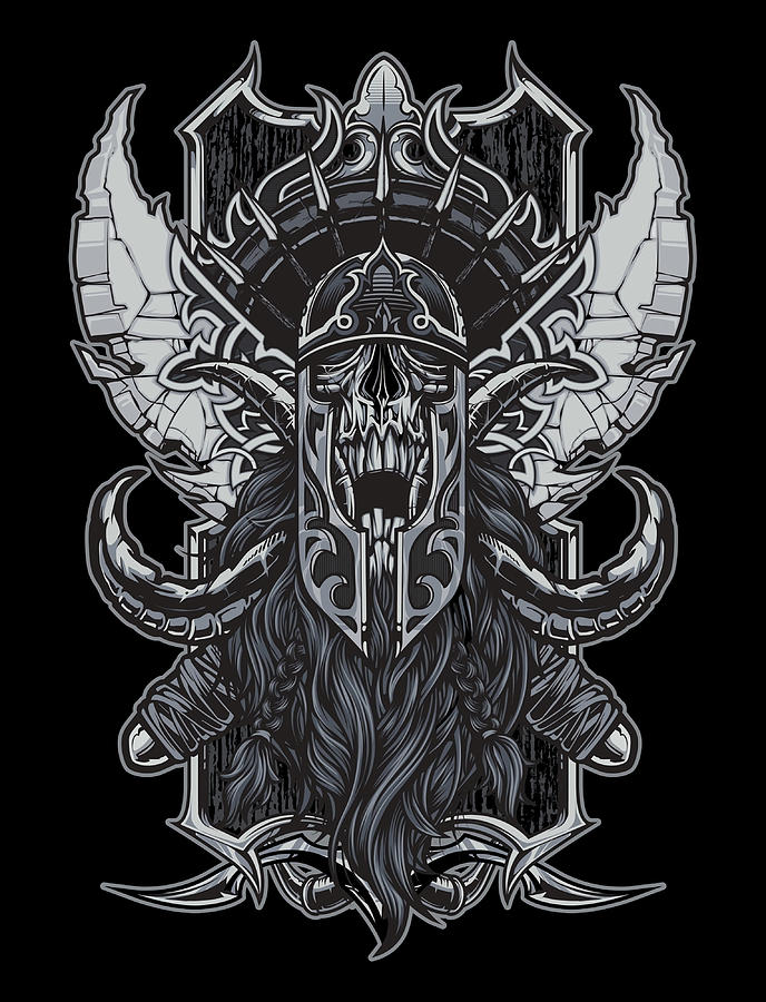 Gothic Ancient Skull Viking Warrior Skull Viking Painting By Tiffany 