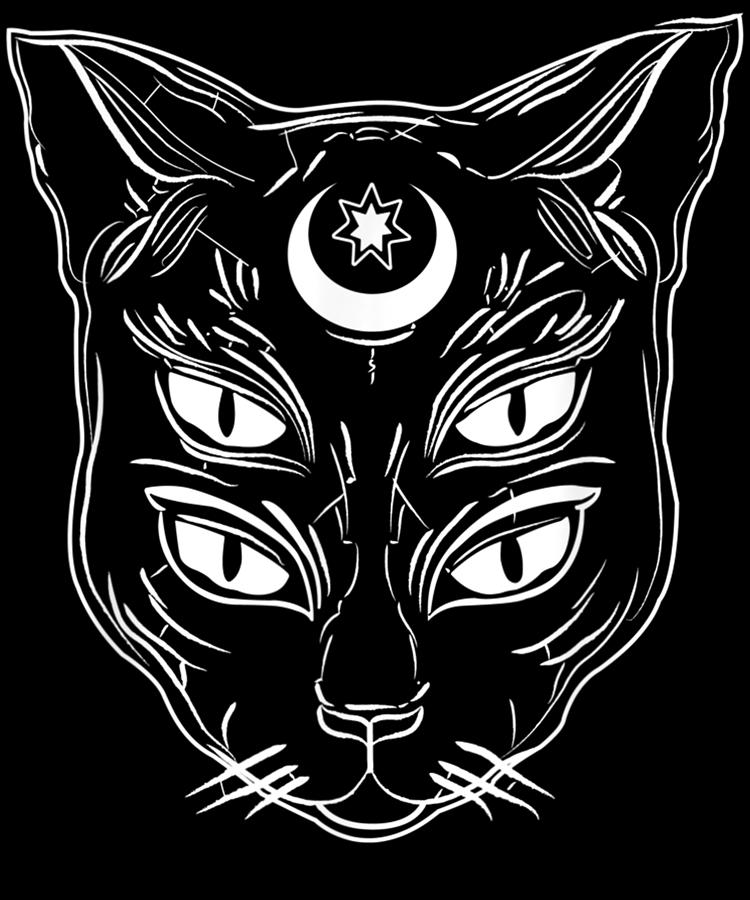 Gothic Black Cat Wiccan Pagan Occult Gothic Witch Halloween Kitty Digital Art By Karim Mantagui