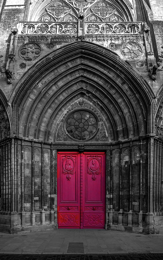 Gothic Cathedral Door in Selective Colour Photograph by John Twynam
