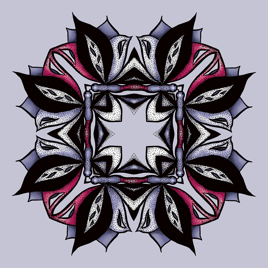 Gothic floral mandala with leaves and bugs Digital Art by Boriana Giormova
