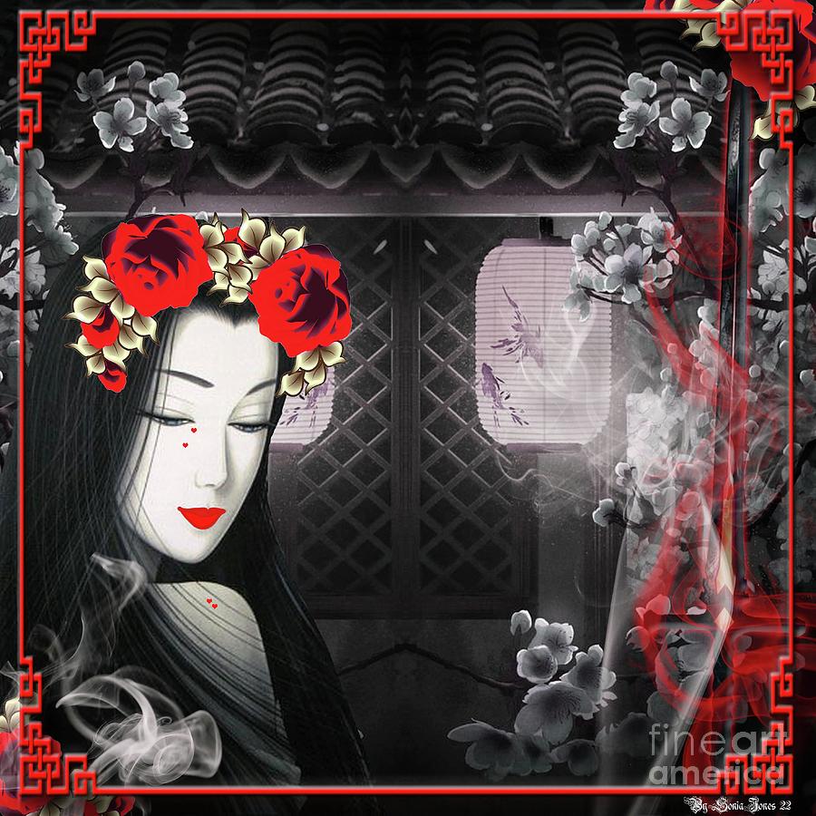 Gothic geisha Digital Art by Sonia Jones