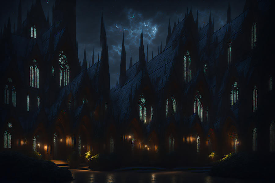 Gothic Landscape at Night #4 Digital Art by Shane Sparrow - Fine Art ...