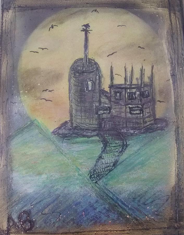 Gothic Midnight Castle Painting by Andrew Blitman