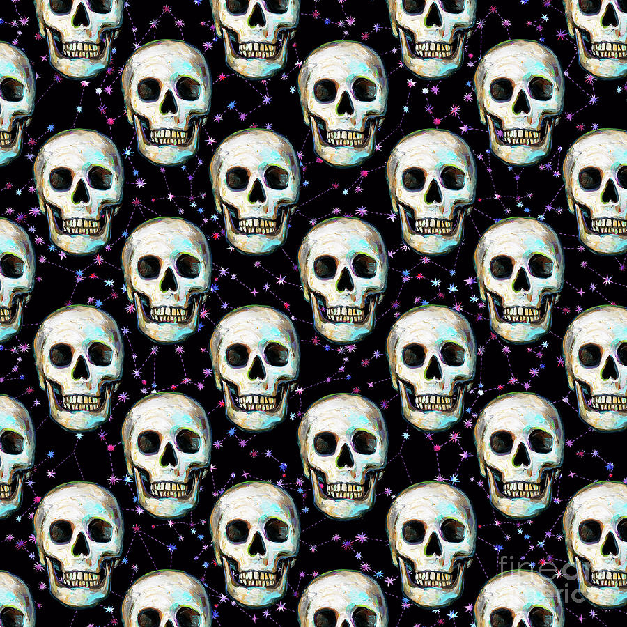 Gothic Skulls and Stars Pattern Digital Art by Robert Phelps - Fine Art ...