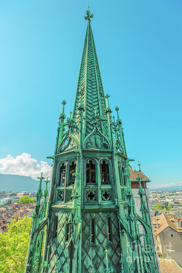 Gothic spire of Saint Pierre Cathedral Photograph by Benny Marty