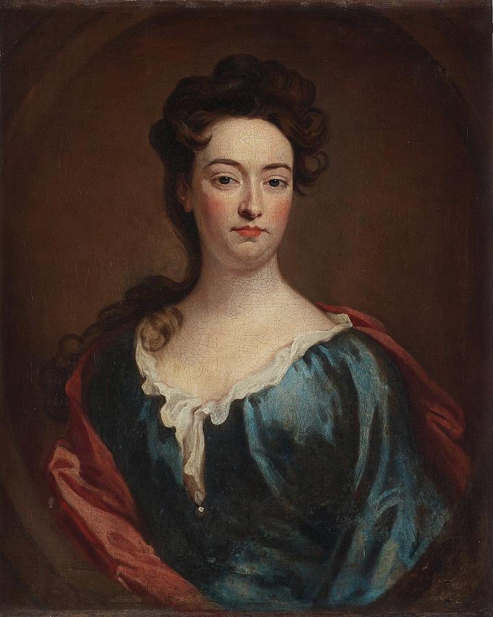 Gottfried Kneller circle of Tyskland England Lady in a blue dress ...