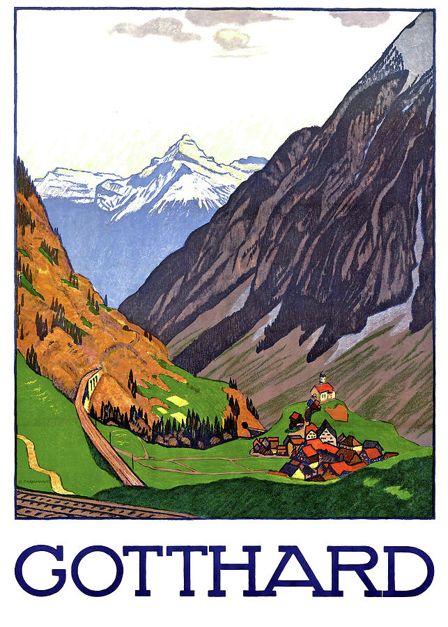 Gotthard, mountains, Switzerland Painting by Long Shot