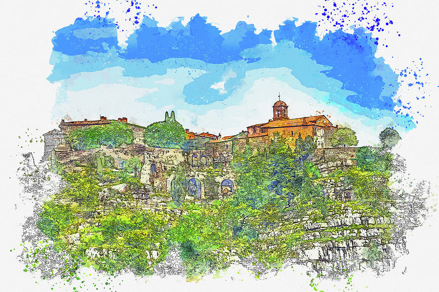 Gourdon - France, ca 2021 by Ahmet Asar, Asar Studios Painting by Celestial Images