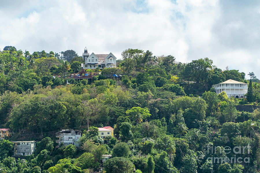 Governor General House atop Morne Fortune along the harbor at Ca Photograph by William Kuta