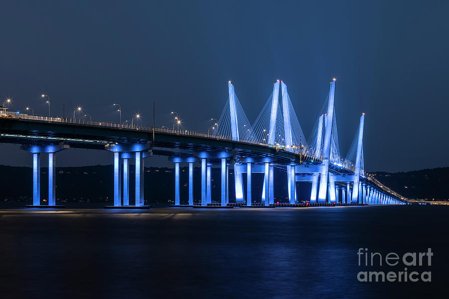 Governor Mario M. Cuomo Bridge in Blue I Photograph by Clarence Holmes
