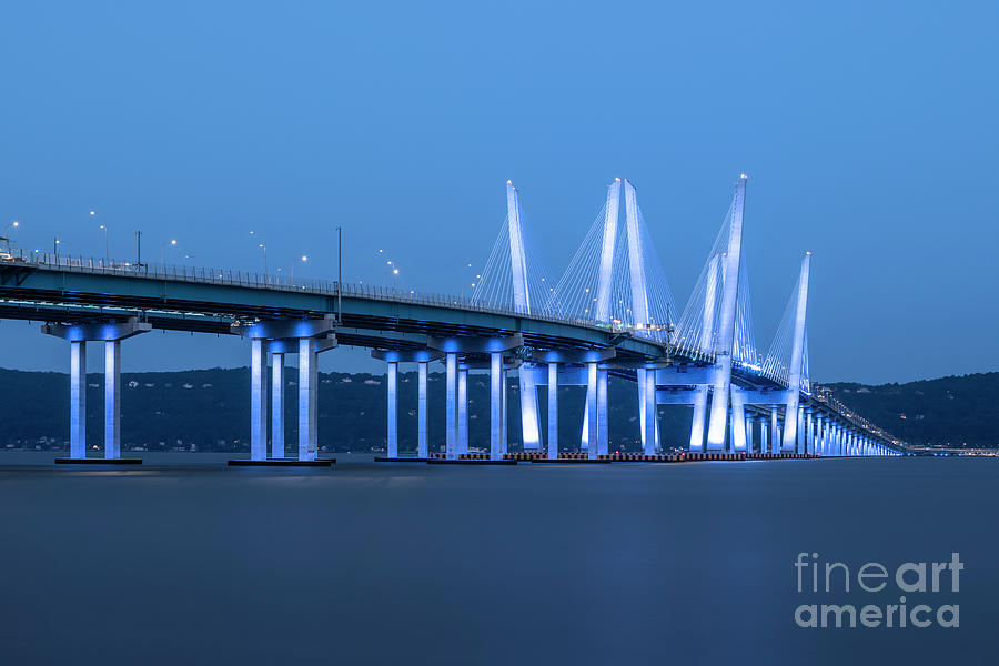 Governor Mario M. Cuomo Bridge in Blue III Photograph by Clarence Holmes