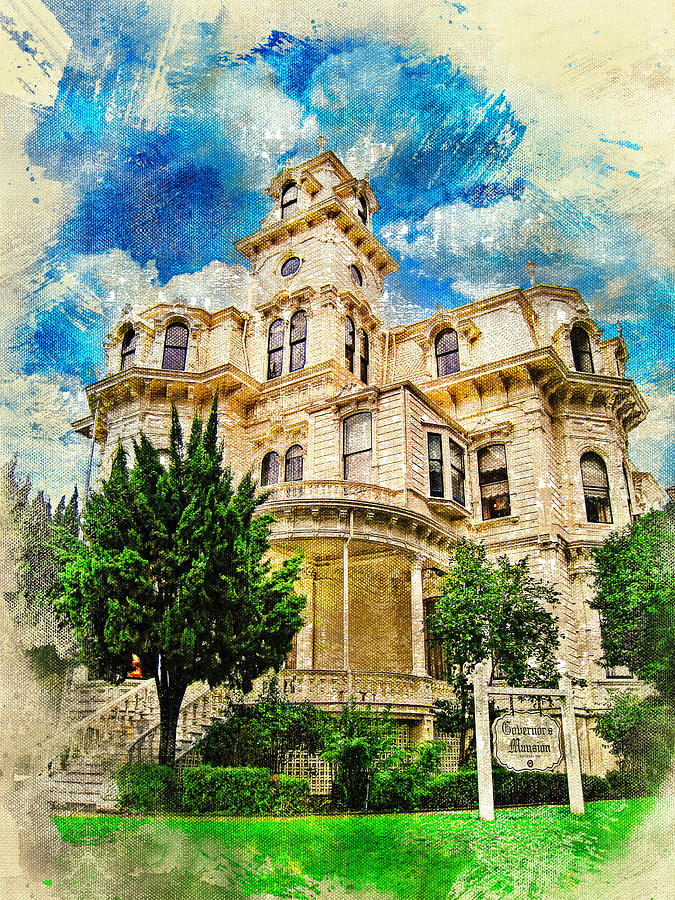 Governors Mansion in Sacramento - digital painting Digital Art by Nicko Prints