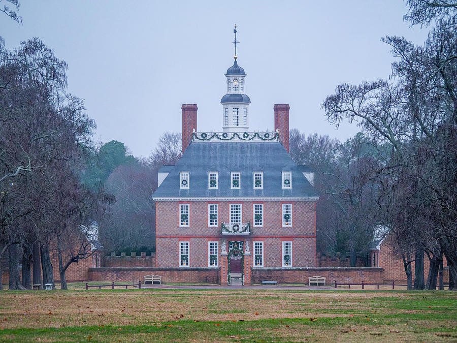 Governors Palace in December - Oil Painting Style Photograph by Rachel Morrison