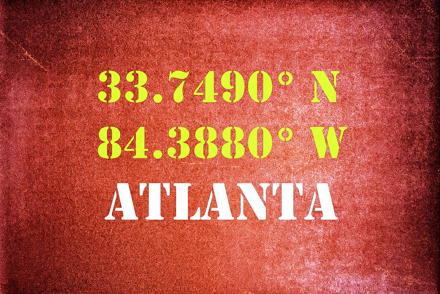 GPS Atlanta Georgia Typography Mixed Media by Joseph S Giacalone