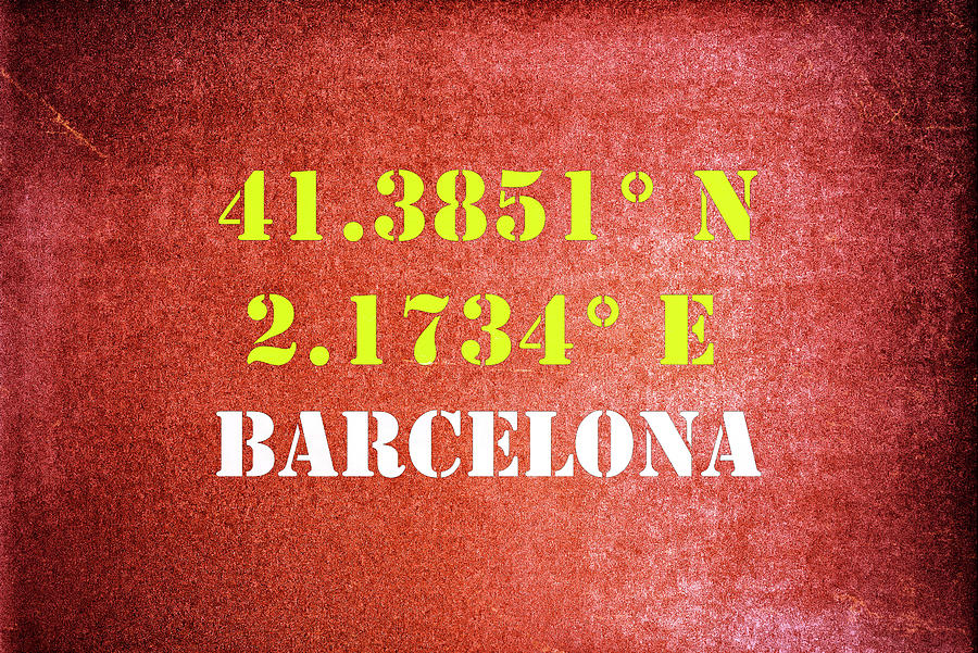 GPS Barcelona Spain Typography Mixed Media by Joseph S Giacalone