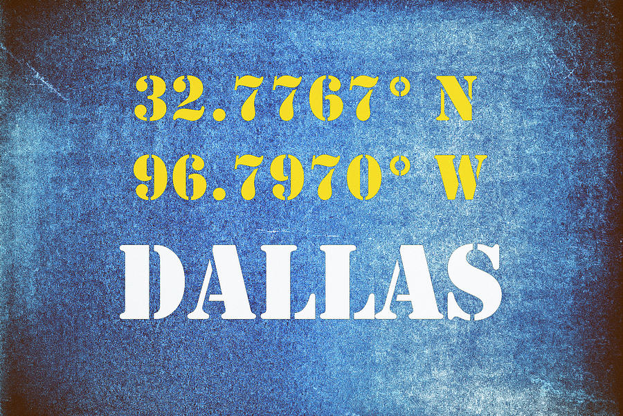 GPS Dallas Texas Typography Mixed Media by Joseph S Giacalone